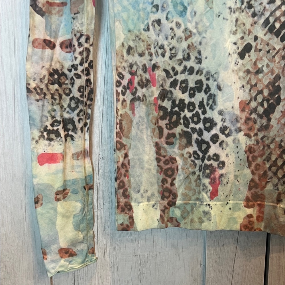 AMB Second Skin Raw Edge Animal Print Long Sleeve Top - Picture 5 of 9